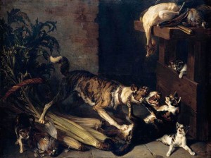 François_Desportes_-_A_Dog_and_a_Cat_Fighting_in_a_Kitchen_Interior_-_WGA06322